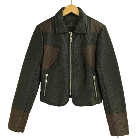 COMPAGNIA ITALIANA フェイクレザー クロップド ジップアップ ジャケット レディース import:S