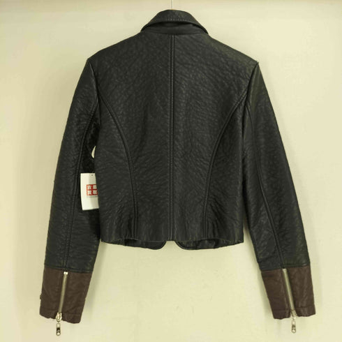 COMPAGNIA ITALIANA フェイクレザー クロップド ジップアップ ジャケット レディース import:S