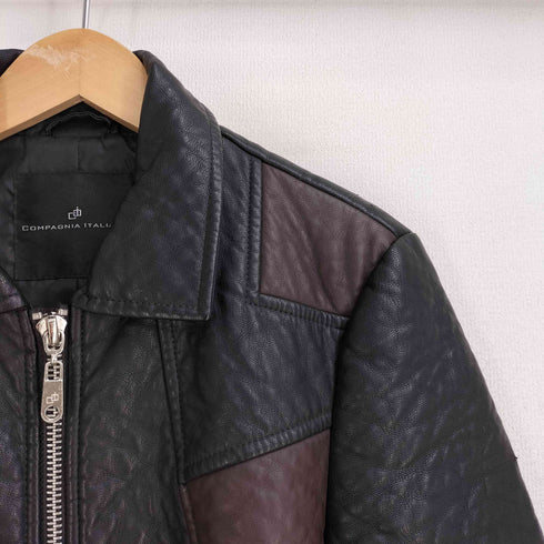 COMPAGNIA ITALIANA フェイクレザー クロップド ジップアップ ジャケット レディース import:S
