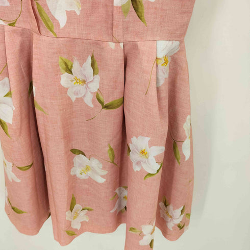 アベニールエトワール Aveniretoile WHITE LILIES PRINT TUCK GATHER DRESS ワンピース レディース 34