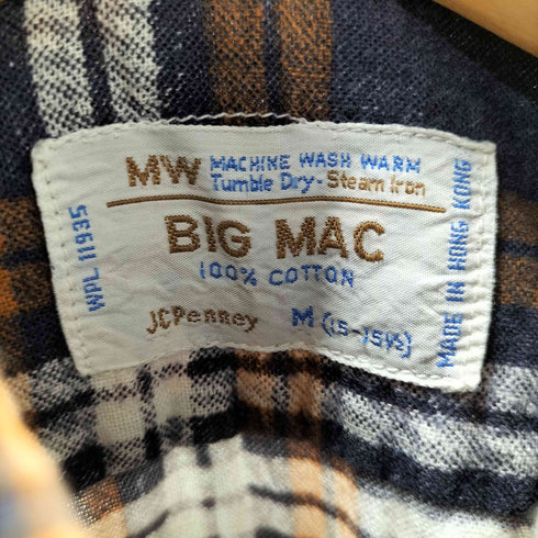ビッグマック BIG MAC 60-70S 香港製 両ポケ プリントネル L/S チェック シャツ メンズ import:M