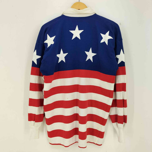 カンタベリーオブニュージーランド CANTERBURY OF NEW ZEALAND 90S ニュージーランド製 ロゴ刺繍 星条旗 ラガーシャツ メンズ import:XL