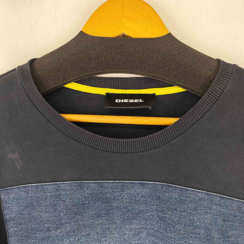 ディーゼル DIESEL デニム切替え クルーネックスウェット メンズ import:L