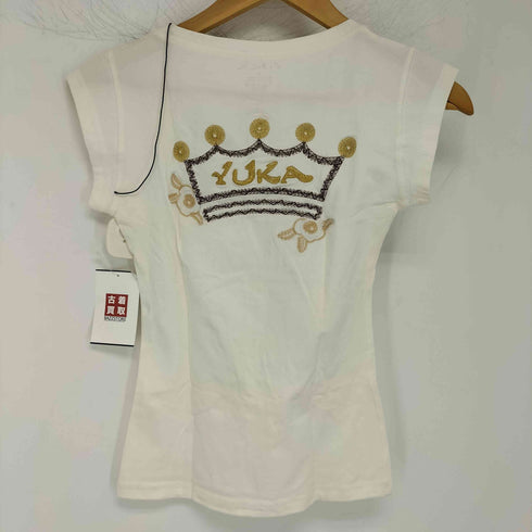 YUKA バックロゴ刺繍 UネックTシャツ レディース JPN:S