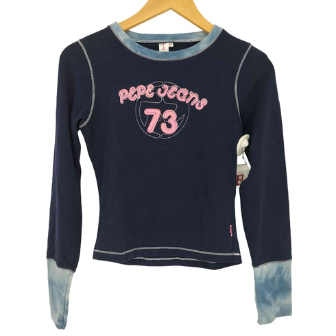 ペペジーンズロンドン PEPE JEANS LONDON タイダイ染リブ ロゴ刺繍カットソー レディース JPN:M