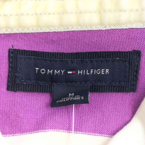 トミーヒルフィガー TOMMY HILFIGER 00S Y2K ロゴ刺繍 エルボーパッチ ボーダーラガーシャツ レディース JPN:M
