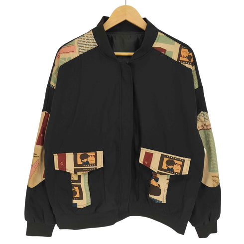 ニューズペーパー デザイン 比翼 ジップアップブルゾン メンズ import:XL