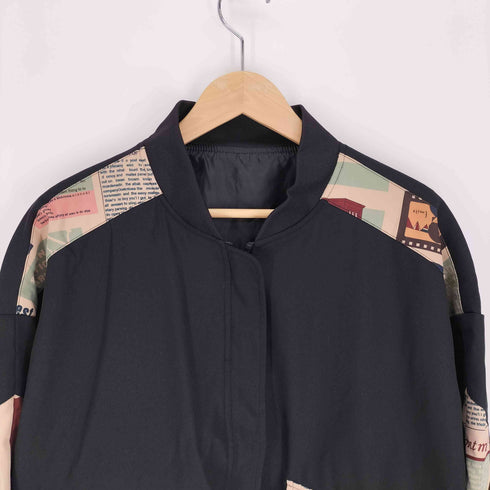 ニューズペーパー デザイン 比翼 ジップアップブルゾン メンズ import:XL