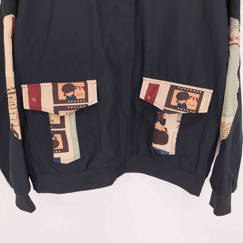 ニューズペーパー デザイン 比翼 ジップアップブルゾン メンズ import:XL