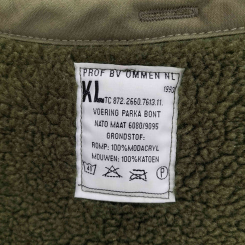 ダッチアーミー DUTCH ARMY 90S オランダ軍 PROF BV OMMEN NL ボアライナーフリースジャケット メンズ KL