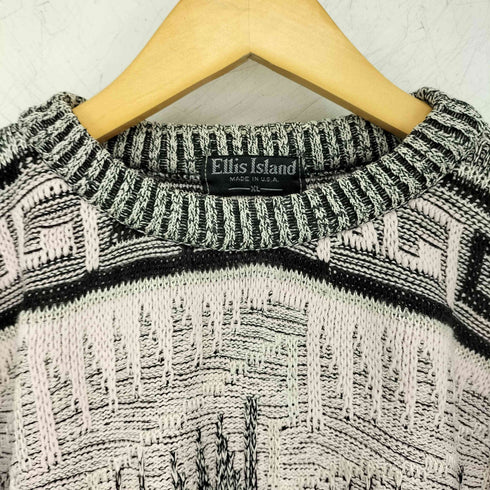 ellis lsland USA製 総柄コットンニット メンズ JPN:XL