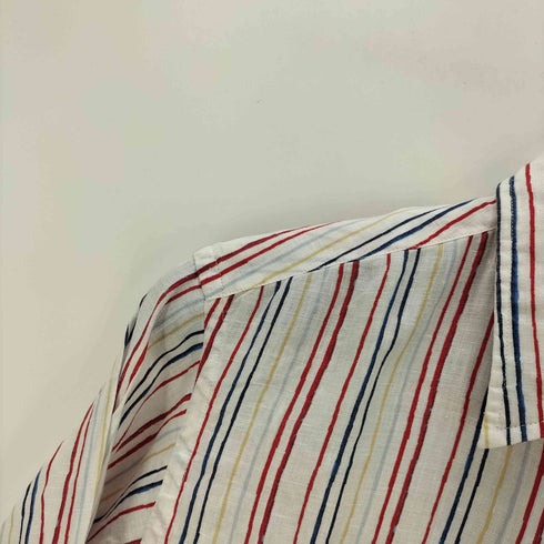トミーヒルフィガー TOMMY HILFIGER ロゴ刺繍 プレミアムリネン マルチカラーストライプ 長袖シャツ メンズ JPN:S