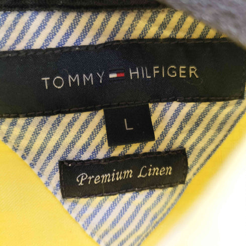 トミーヒルフィガー TOMMY HILFIGER ロゴ刺繍 プレミアムリネン ボタンダウン 長袖シャツ メンズ JPN:L