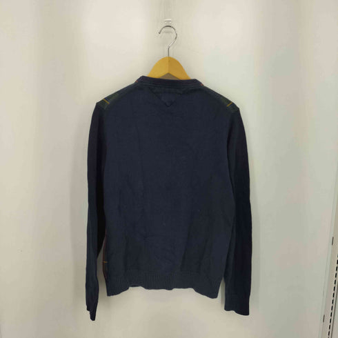 トミーヒルフィガー TOMMY HILFIGER チェック切替 クルーネック コットンニット メンズ M