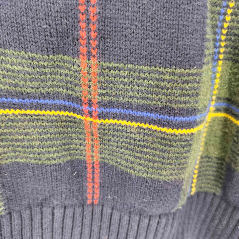 トミーヒルフィガー TOMMY HILFIGER チェック切替 クルーネック コットンニット メンズ M