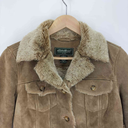 エディーバウアー Eddie Bauer 00S ピックレザー 切替 ショート ファー ジャケット Y2K レディース import:S