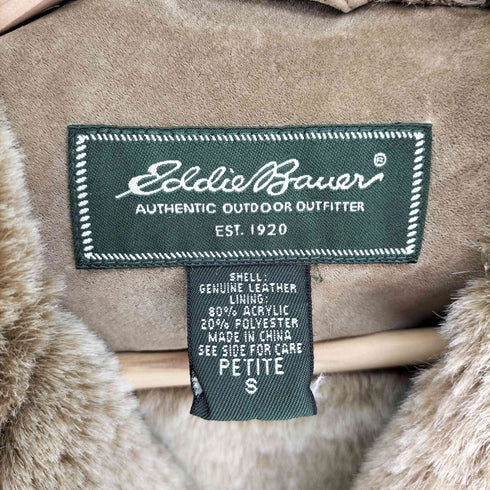 エディーバウアー Eddie Bauer 00S ピックレザー 切替 ショート ファー ジャケット Y2K レディース import:S