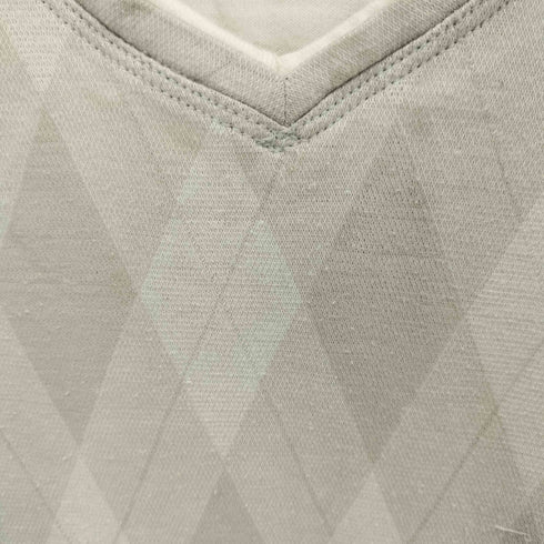 バーバリーブラックレーベル BURBERRY BLACK LABEL ロゴ刺繍 アーガイル柄 Vネック 半袖 Tシャツ レディース 2