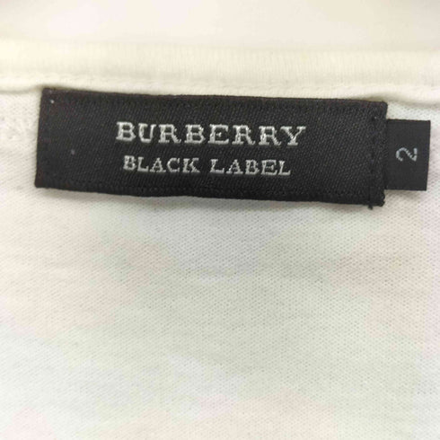 バーバリーブラックレーベル BURBERRY BLACK LABEL ロゴ刺繍 アーガイル柄 Vネック 半袖 Tシャツ レディース 2