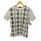 バーバリーブラックレーベル BURBERRY BLACK LABEL ロゴ刺繍 アーガイル柄 霜降り クルーネック Tシャツ レディース 2