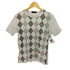 バーバリーブラックレーベル BURBERRY BLACK LABEL ロゴ刺繍 アーガイル柄 霜降り クルーネック Tシャツ レディース 2