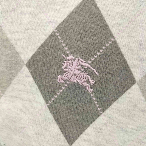 バーバリーブラックレーベル BURBERRY BLACK LABEL ロゴ刺繍 アーガイル柄 霜降り クルーネック Tシャツ レディース 2