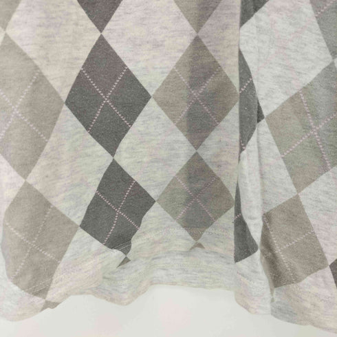 バーバリーブラックレーベル BURBERRY BLACK LABEL ロゴ刺繍 アーガイル柄 霜降り クルーネック Tシャツ レディース 2