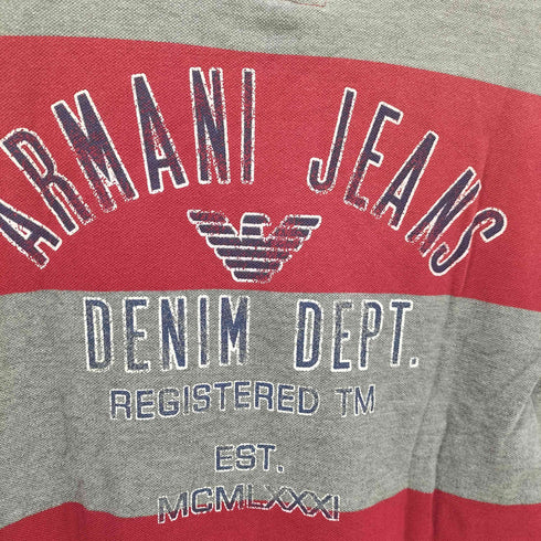 アルマーニジーンズ ARMANI JEANS バックプリント ボーダーポロシャツ メンズ import:M