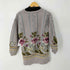 Nancy Vale HANDKNITTED 花柄 Vネック ウール100 ハンドニット レディース import:M