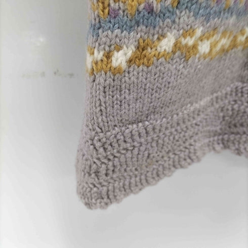 Nancy Vale HANDKNITTED 花柄 Vネック ウール100 ハンドニット レディース import:M