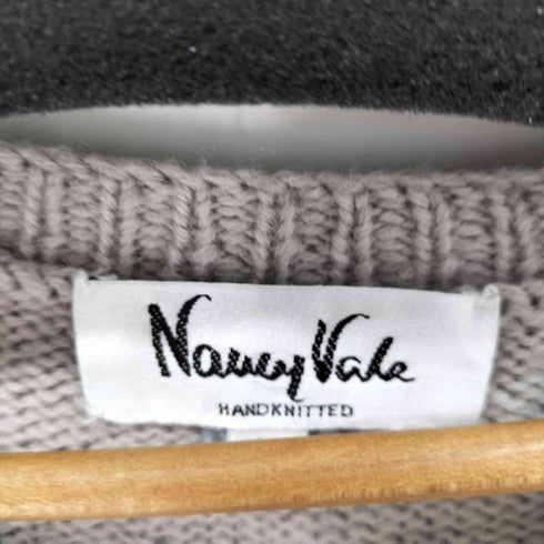 Nancy Vale HANDKNITTED 花柄 Vネック ウール100 ハンドニット レディース import:M