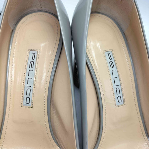 ペリーコ PELLICO イタリア製 レザー オープントゥ チャンキーヒール パンプス レディース 37 1/2