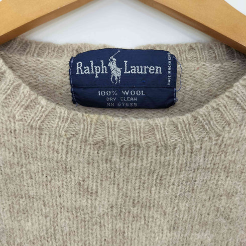 ラルフローレン RALPH LAUREN DRY CLEAN ロゴ刺繍 ウールニット レディース