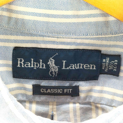 ラルフローレン RALPH LAUREN CLACCIC FIT ポニー刺繍 ボタンダウン L/S ストライプ シャツ メンズ 16 1/2