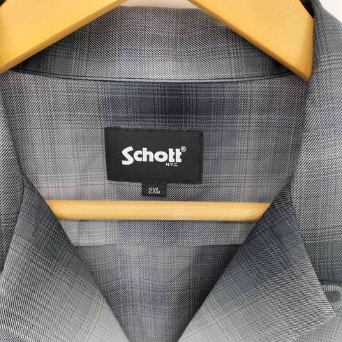 ショット Schott OMBRE SS SHIRT オンブレ チェックシャツ メンズ 2XL