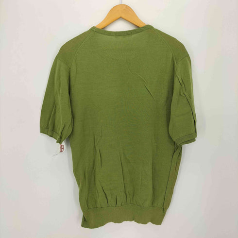 イヴサンローラン Yves Saint Laurent 90s polos 福助期 ロゴ刺繍 コットンリネン 半袖 ニット メンズ L