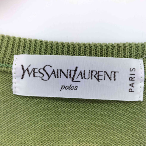 イヴサンローラン Yves Saint Laurent 90s polos 福助期 ロゴ刺繍 コットンリネン 半袖 ニット メンズ L