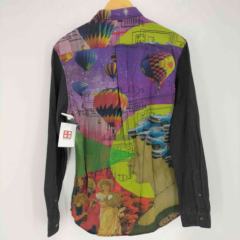デシグアル Desigual CAM GLOBO 総柄プリント 切替シャツ メンズ JPN:M