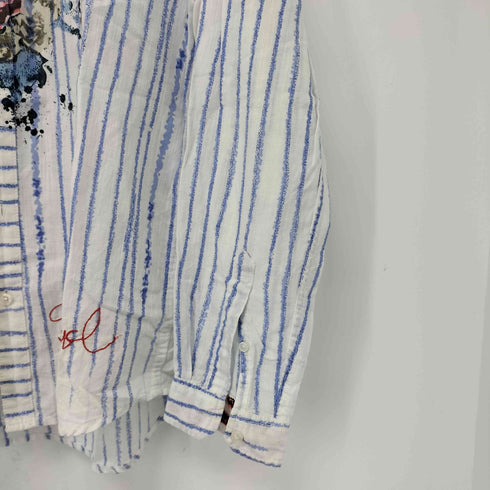 デシグアル Desigual ストライプ柄 フラワープリントシャツ メンズ JPN:M