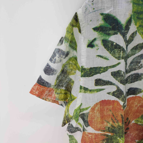 デシグアル Desigual フラワープリント 半袖リネンシャツ メンズ JPN:L