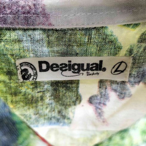 デシグアル Desigual フラワープリント 半袖リネンシャツ メンズ JPN:L