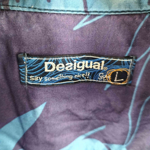 デシグアル Desigual ハイビスカスプリント オープンカラーアロハシャツ メンズ JPN:L