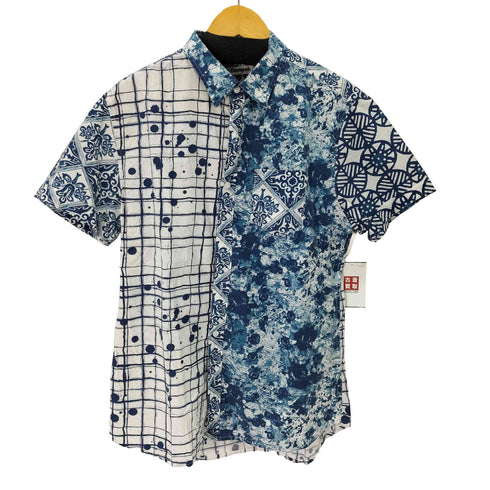 デシグアル Desigual CAM CORTA 切替プリント 半袖シャツ メンズ JPN:L