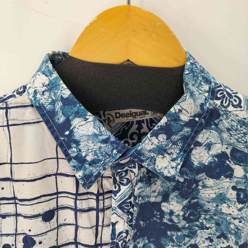 デシグアル Desigual CAM CORTA 切替プリント 半袖シャツ メンズ JPN:L