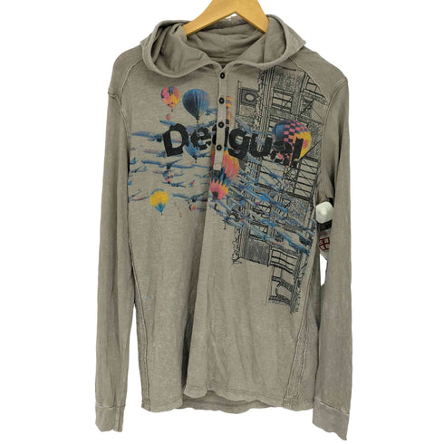 デシグアル Desigual ロゴプリント プルオーバーパーカー 気球 飛行機 メンズ JPN:M