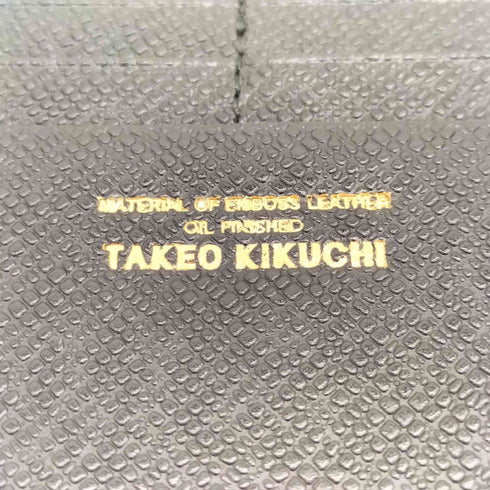 タケオキクチ TAKEO KIKUCHI レザー スリムウォレット シボ革 二つ折り長財布 メンズ