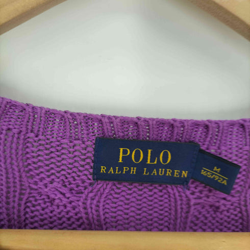 ポロラルフローレン POLO RALPH LAUREN ポニー刺繍 ロゴ ケーブル コットン ニット レディース import:M