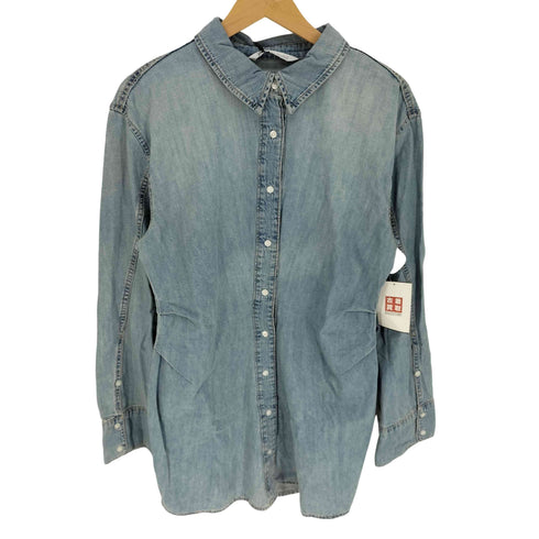 ザラ ZARA サイドギャザー デニムシャツワンピース レディース import:L