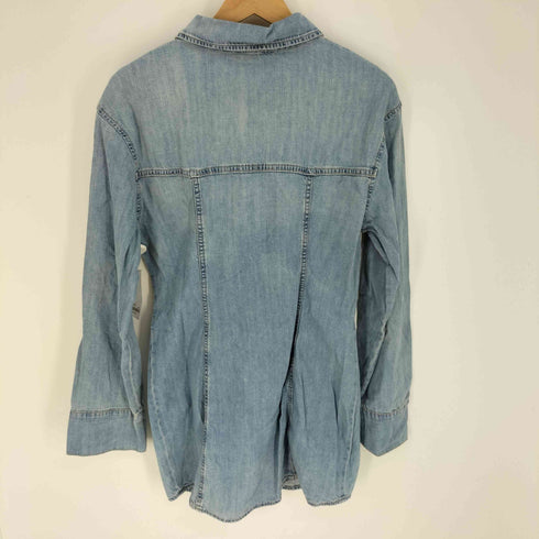 ザラ ZARA サイドギャザー デニムシャツワンピース レディース import:L