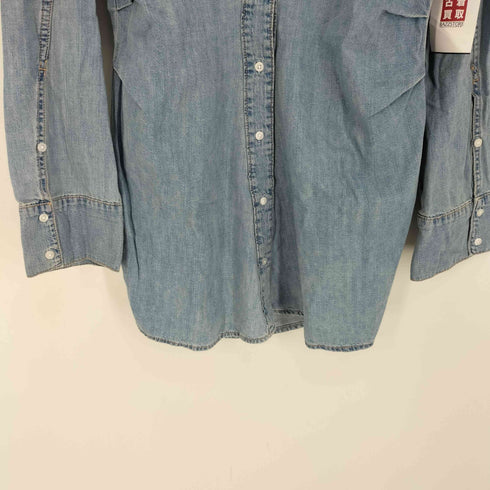 ザラ ZARA サイドギャザー デニムシャツワンピース レディース import:L